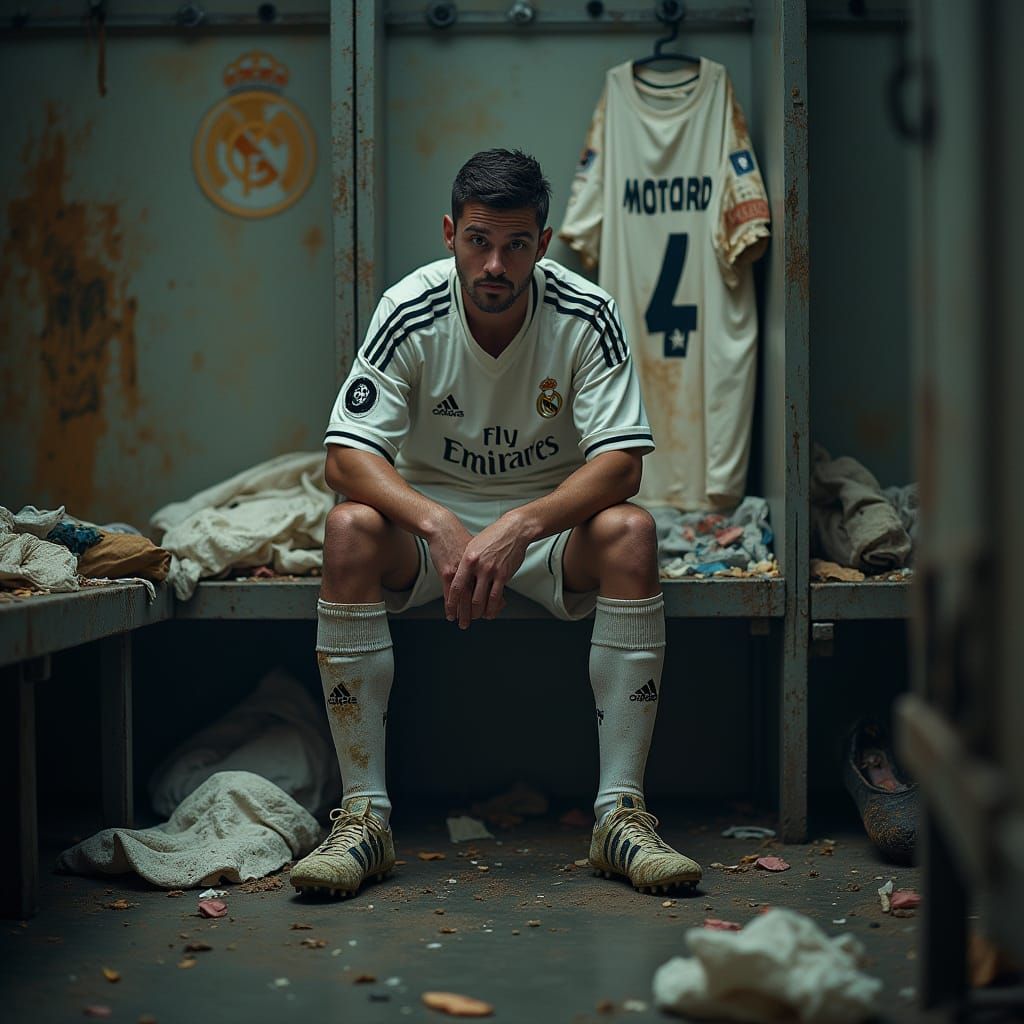 Photorealistic Athlete in Desolate Locker Room