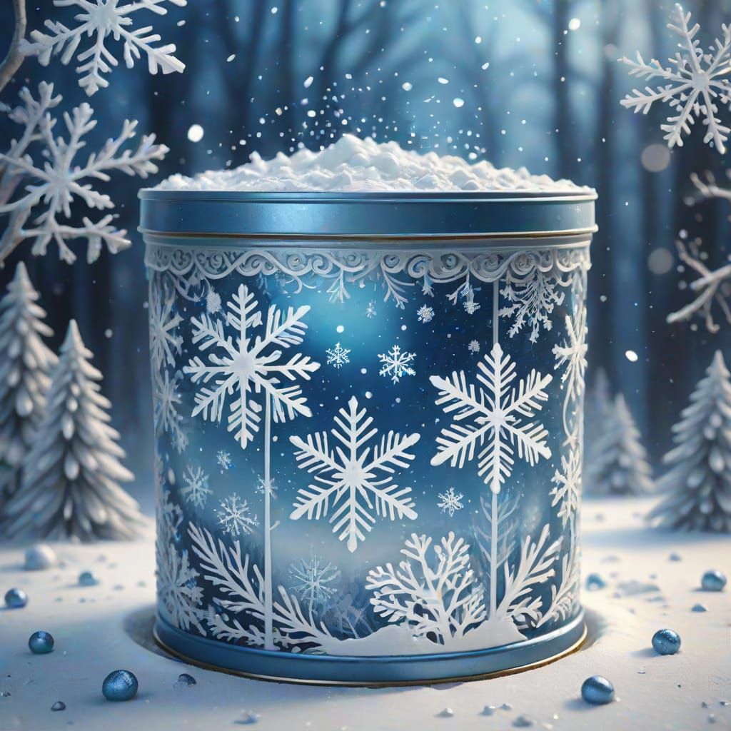 Winter Scene Inside Paint Can, Digital Art