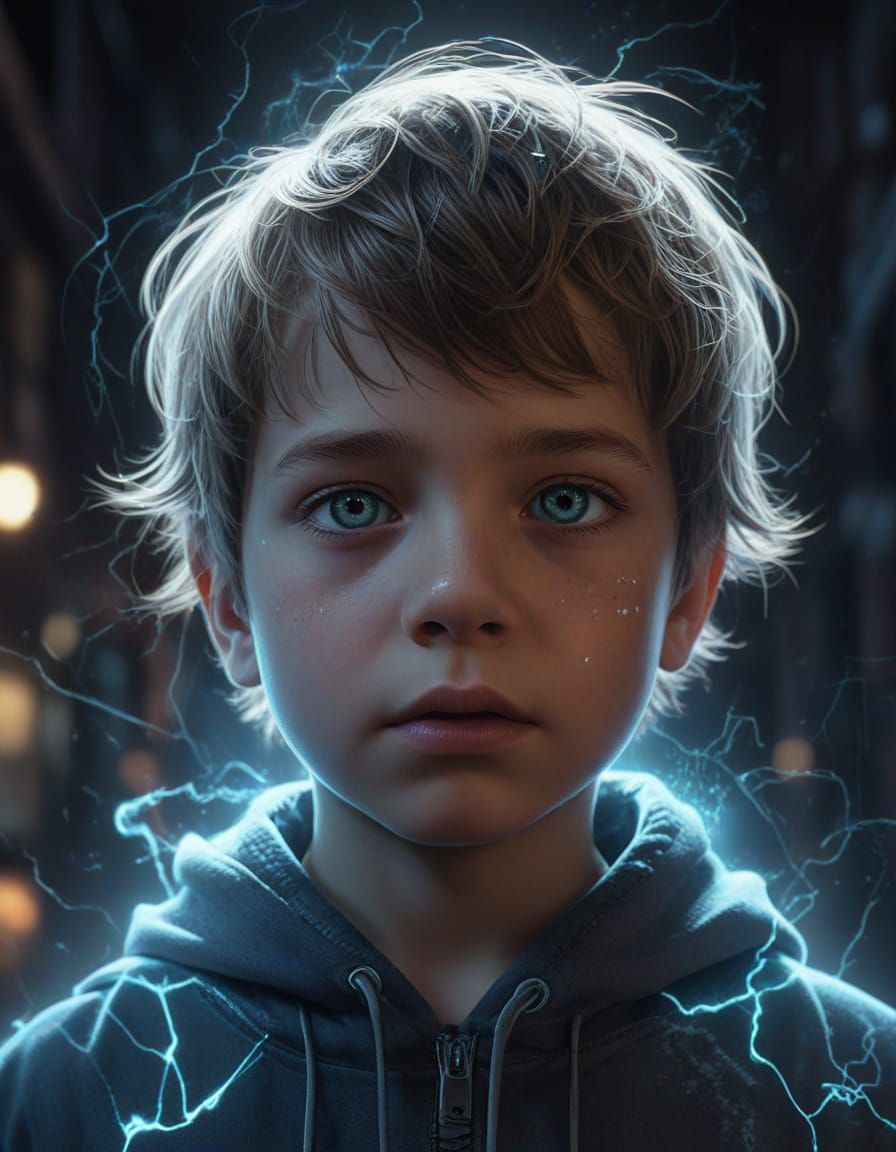 Bioluminescent Boy Conducts Electricity in Crystal City