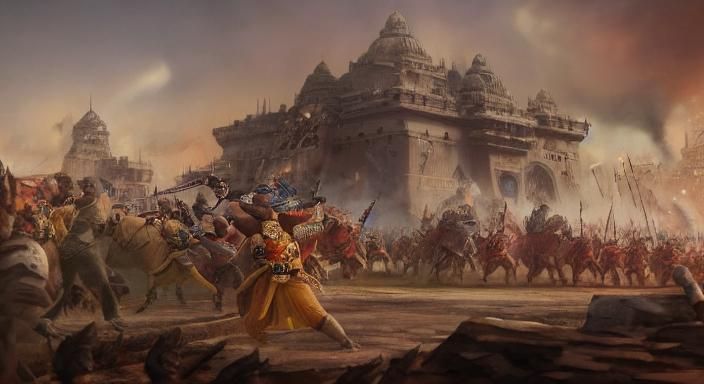 Epic Battle on Kurukshetra: A Matte Painting