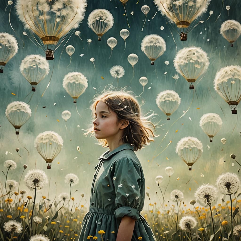 Dandelion Dreamscape in Ethereal Vintage Style