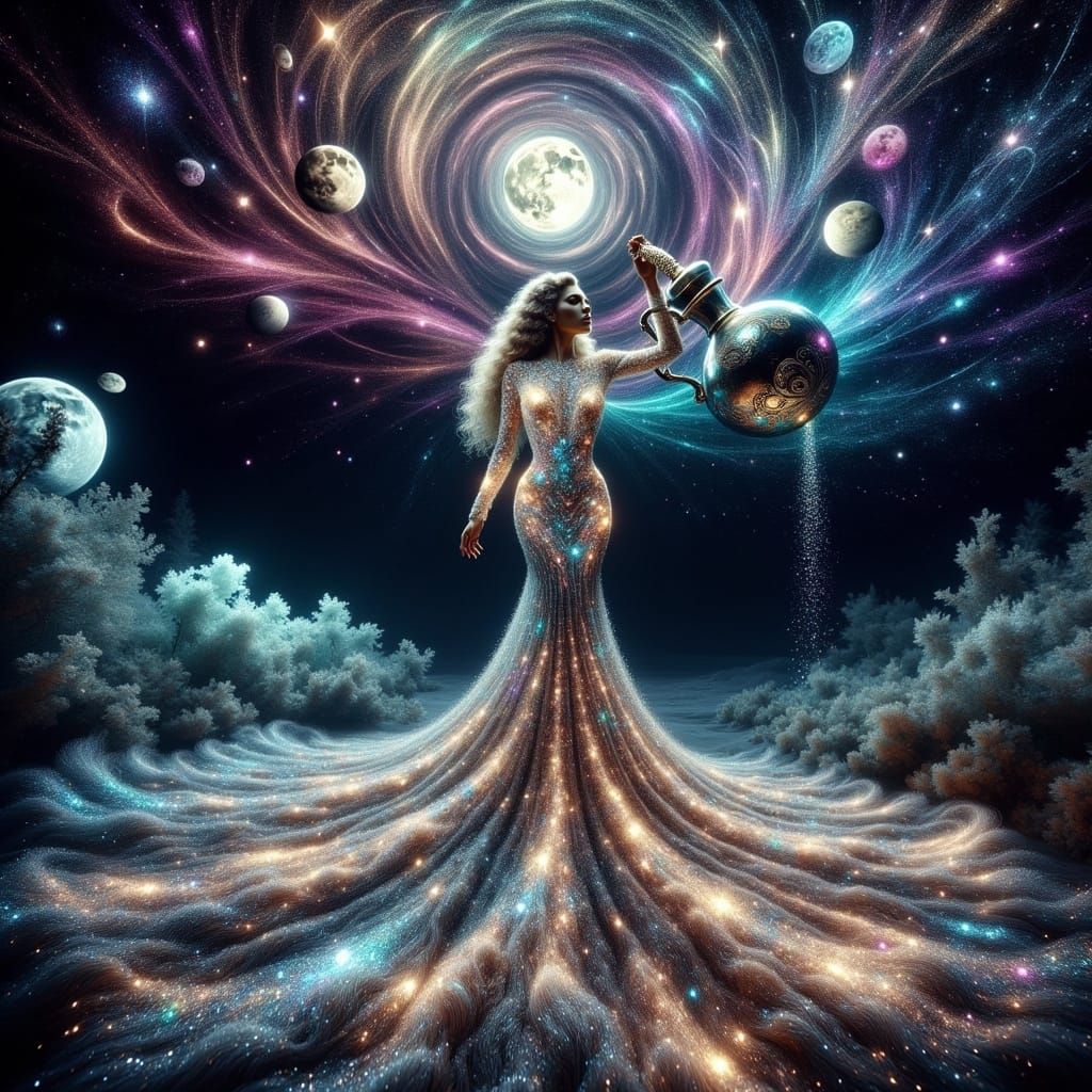 Celestial Goddess Forms Galaxies