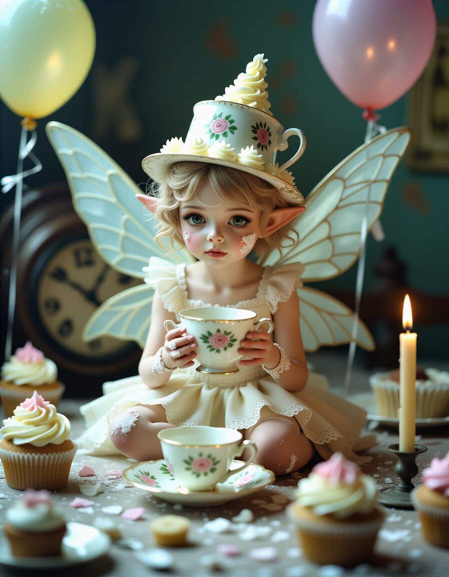 Cake Fairy in Forgotten Party, Hyper-Realistic Lighting