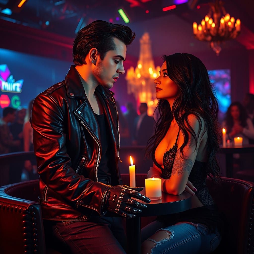 Dark Rock Star Vampire in Modern Nightclub Scene