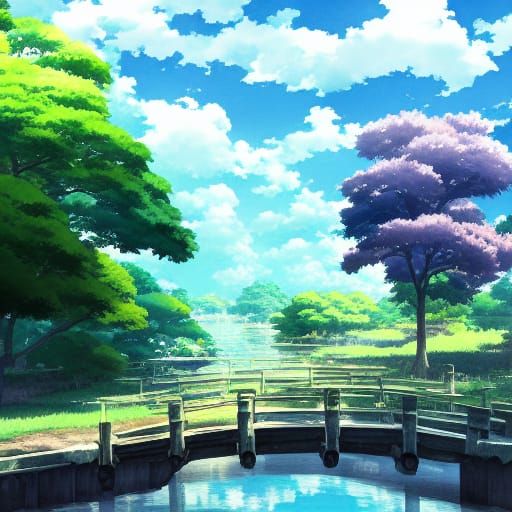 Watercolor Landscape in Studio Ghibli Style