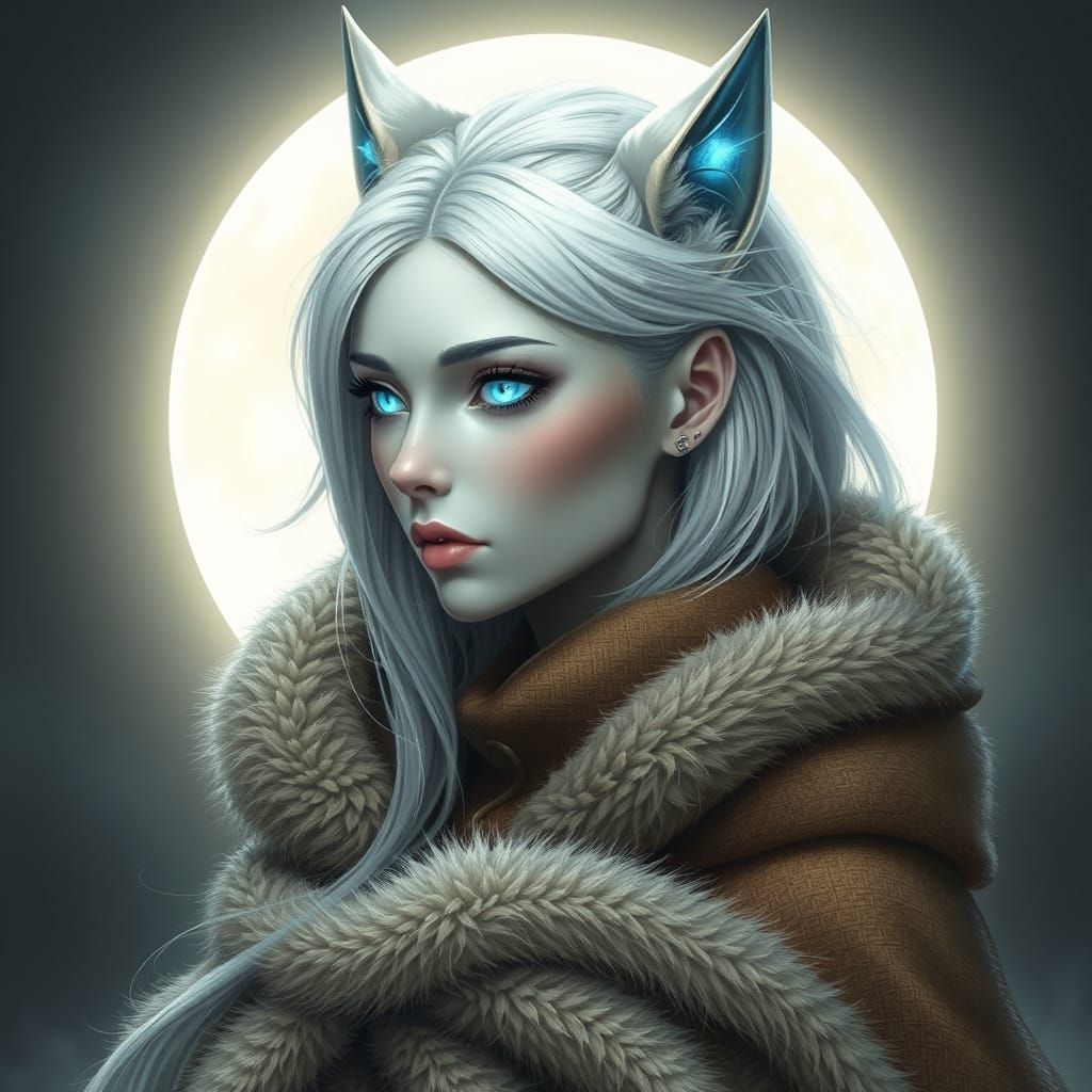 Lunar Hybrid Goddess in Cyberpunk Style