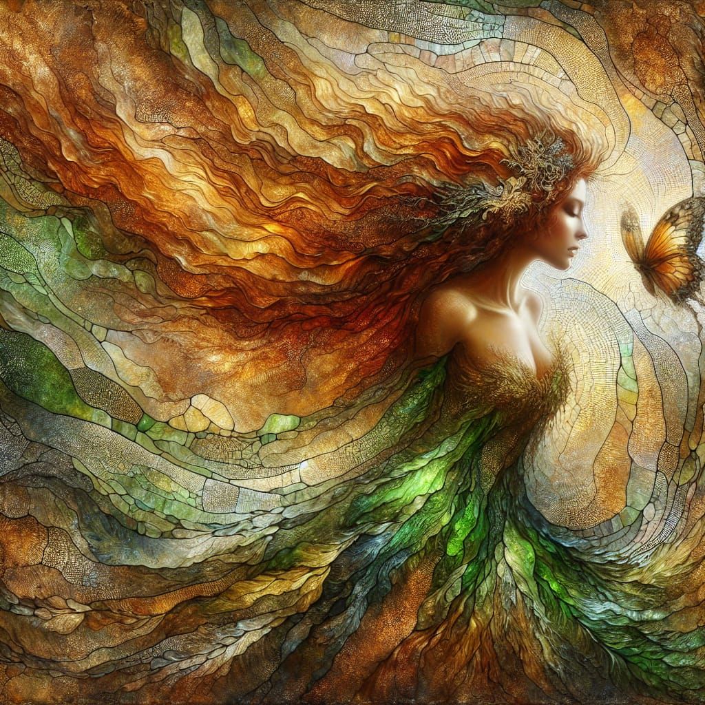 Surreal Goddess Unites with Nature in Vibrant Earthy Colors