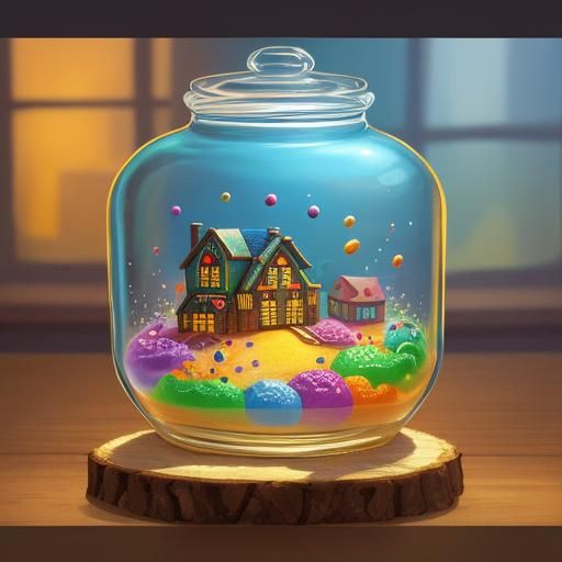 Cookie Man in a Colorful Bakery: Whimsical Digital Art