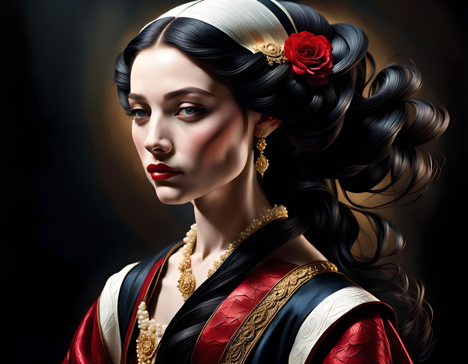 Hyperrealistic Portrait of a Lady with Impasto Texture