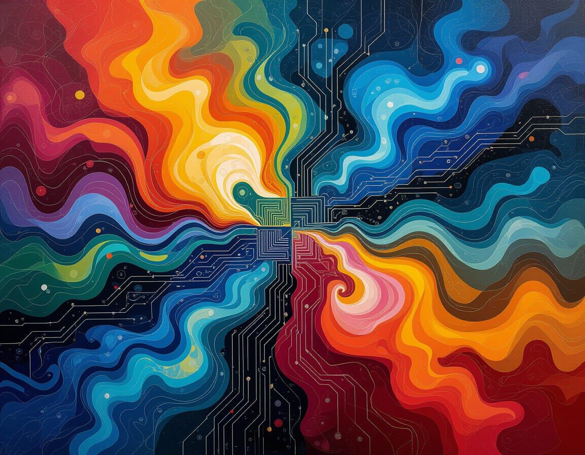 Abstract Computer Mindscape Oil Painting