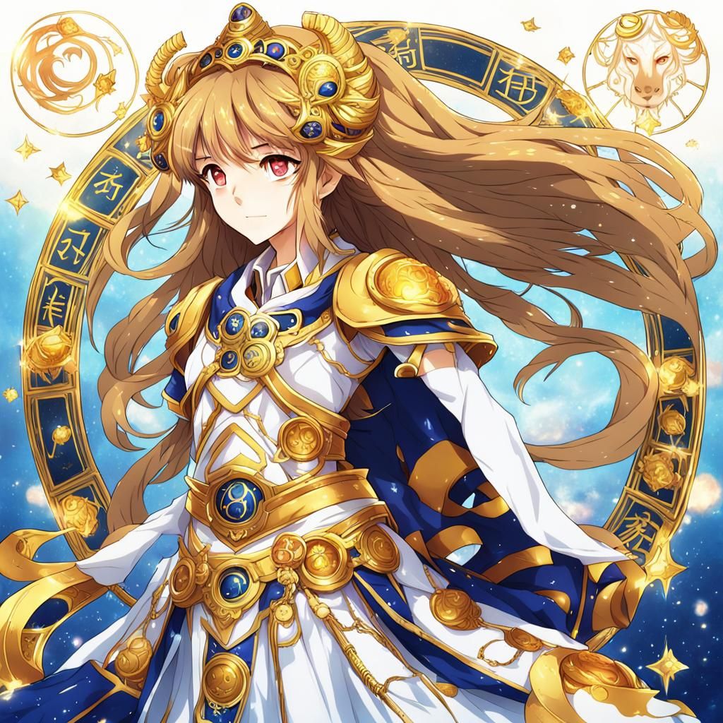Leo Zodiac Goddess in Anime Style