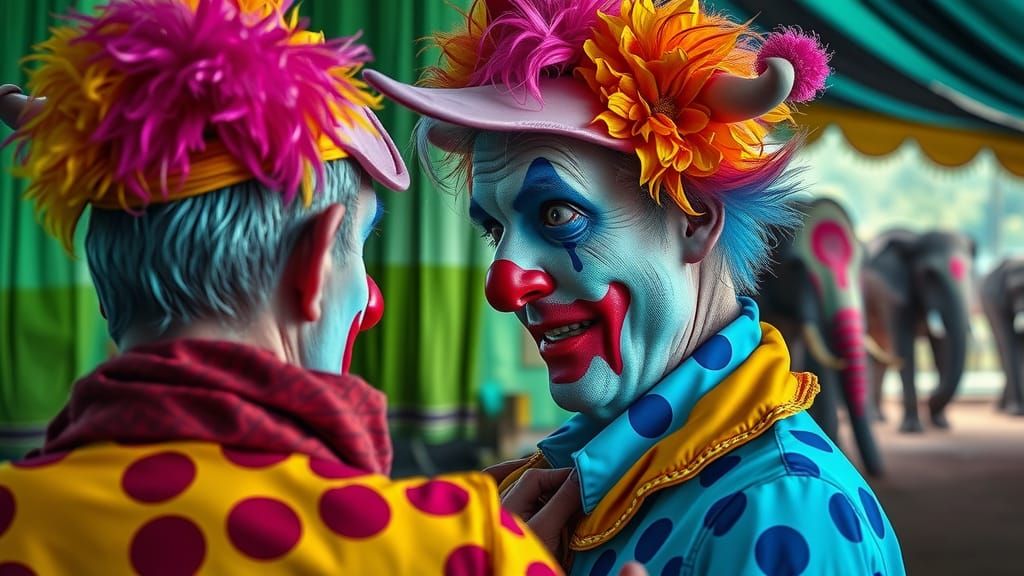 Clown Makeup Portrait in Hyperrealistic Style