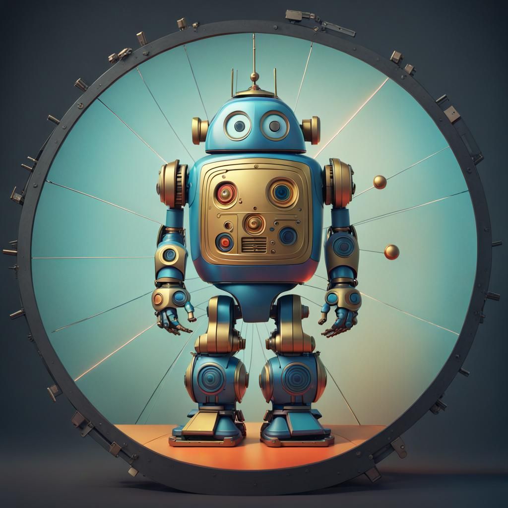Vintage Japanese Robot in Pixar-Inspired 3D Art