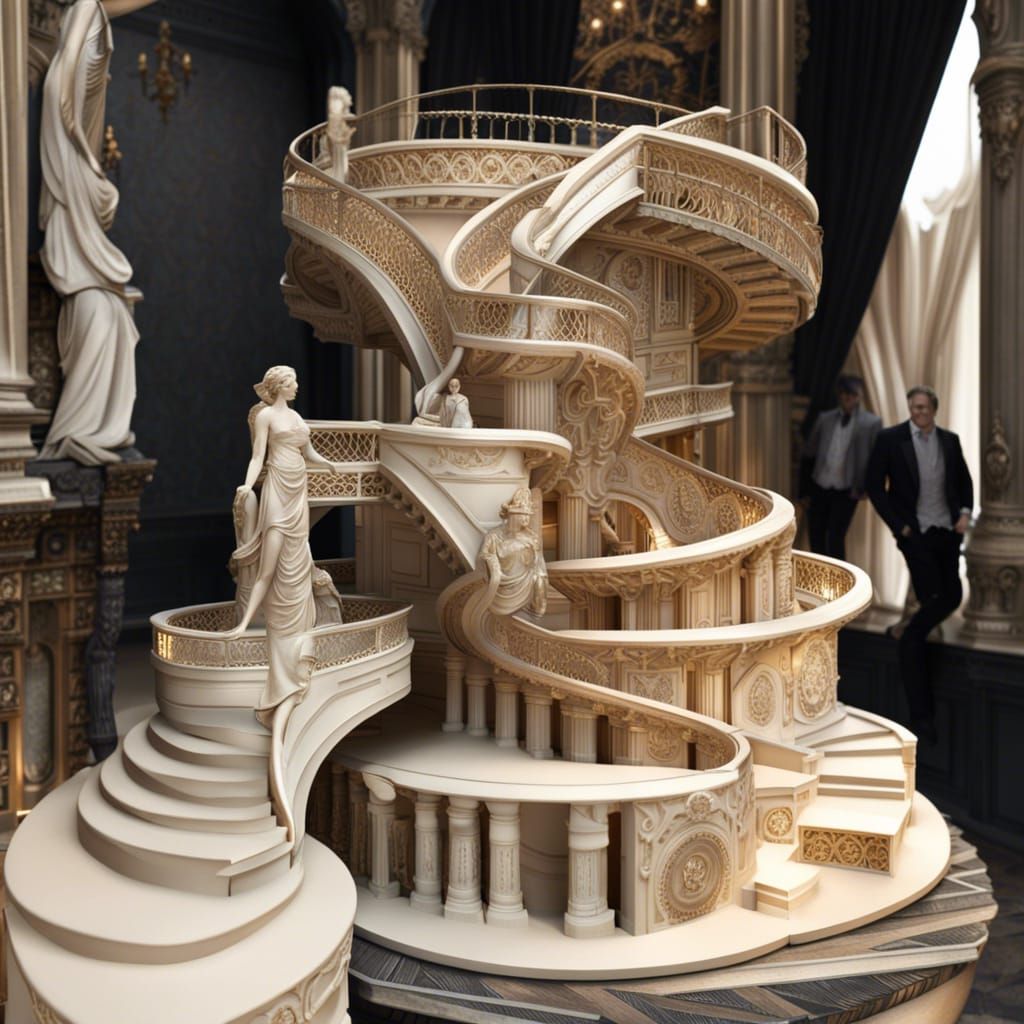 Detailed Stone Tower in Rococo Baroque Style