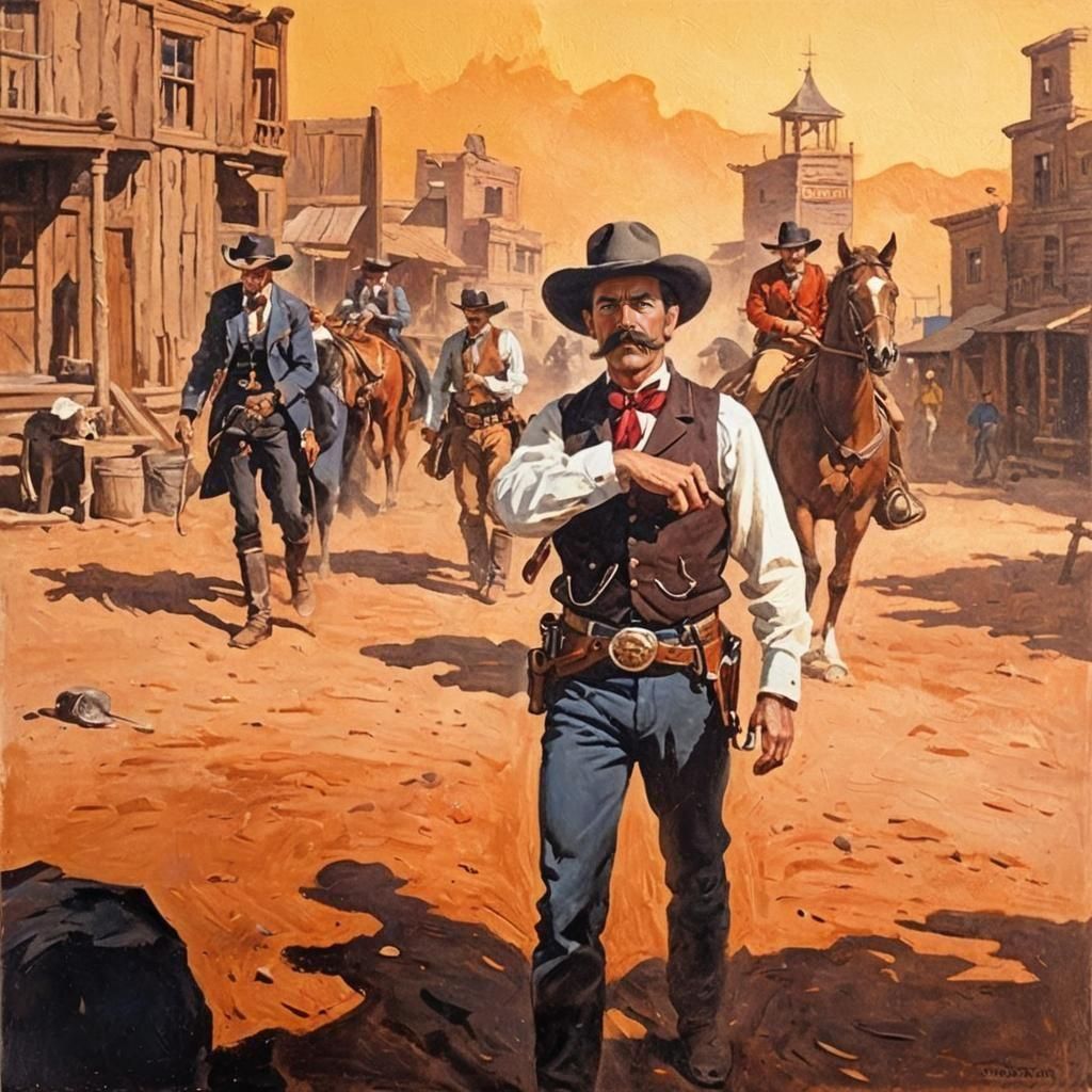 Wild West Duel at High Noon Painting