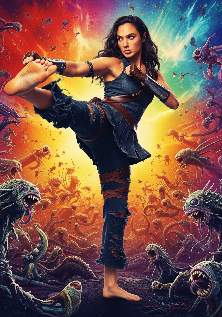 Gal Gadot Delivers a Karate Kick in Hyperrealistic Battle
