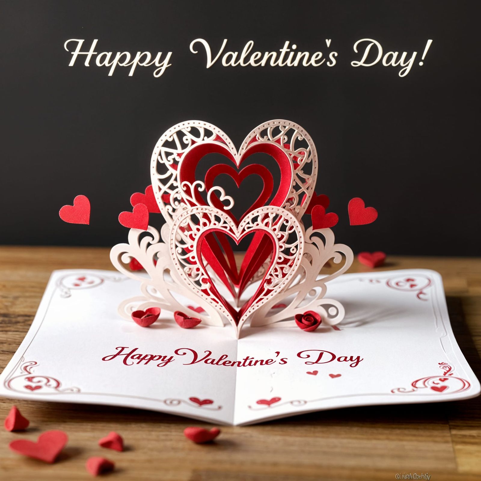 Elegant 3D Heart Valentine's Day Card