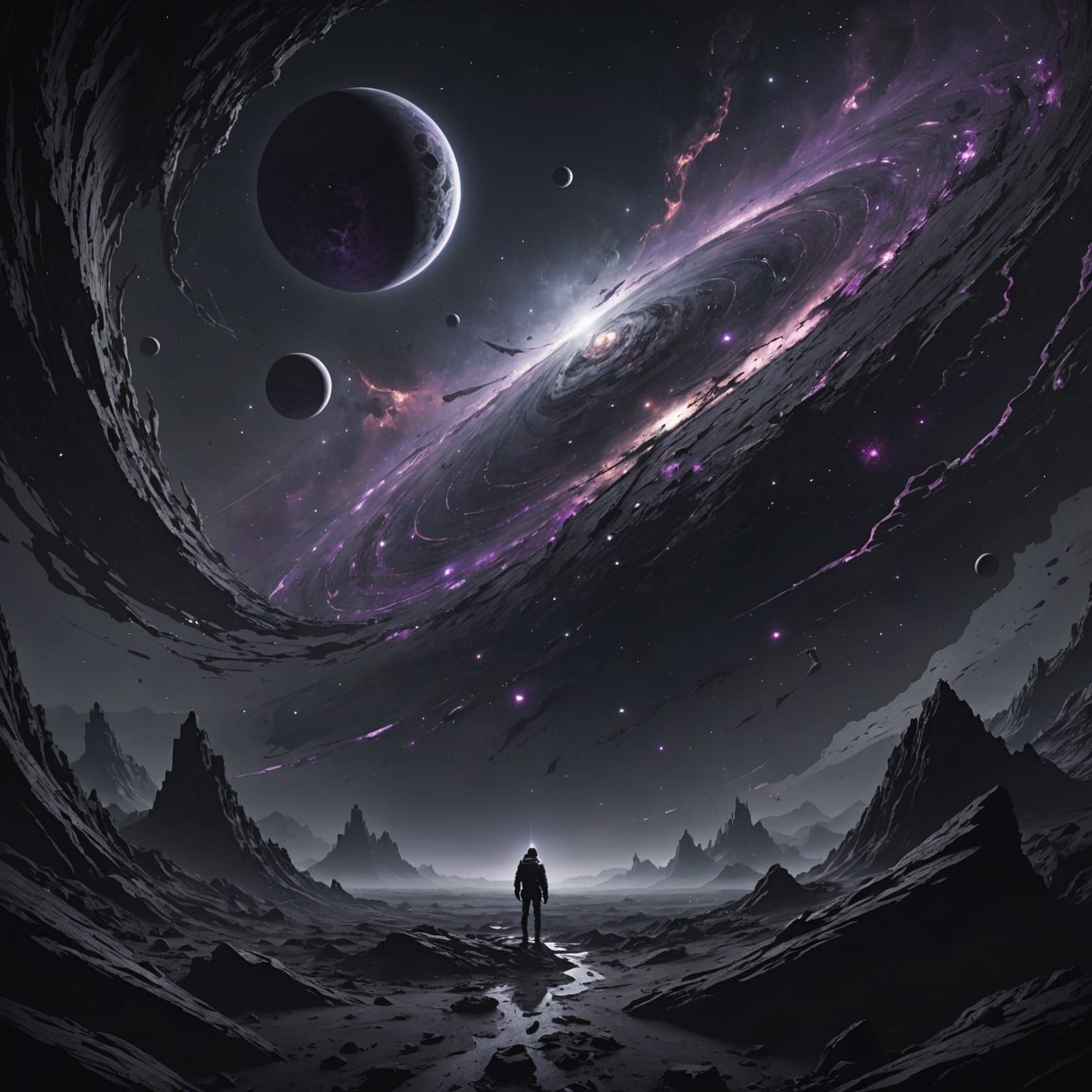 Dramatic Empty Universe in Chiaroscuro Lighting