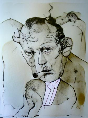 Stern Businessman in Ink Drawing Style