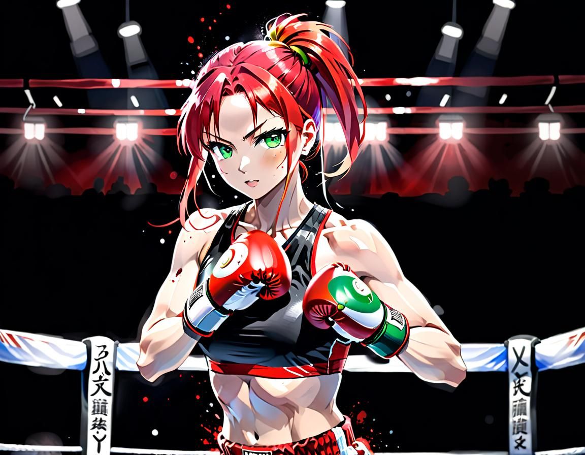 Victorious Anime Boxer in Boxing Ring