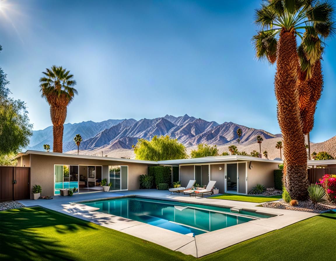 Nostalgic Palm Springs Backyard with Pool, 1950s Style