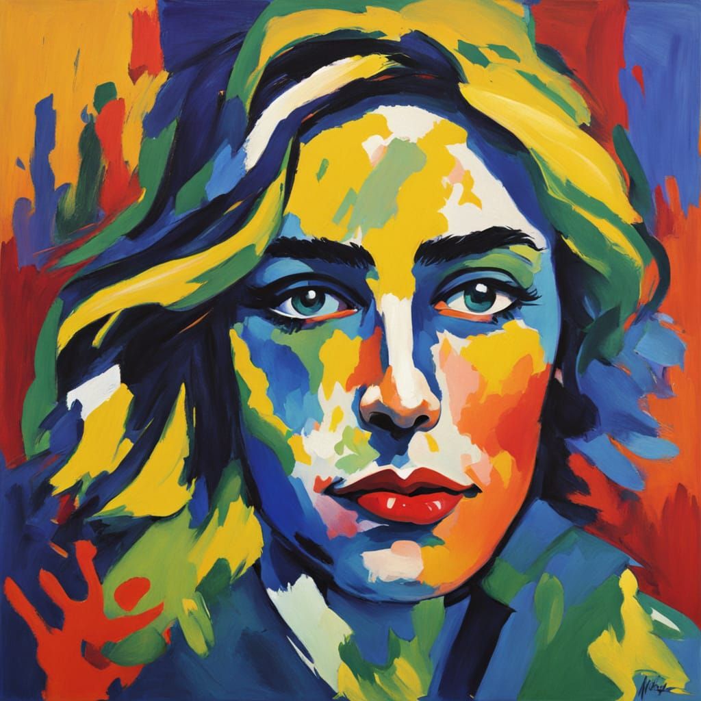 Woman in City Street: Expressionist Abstract Painting