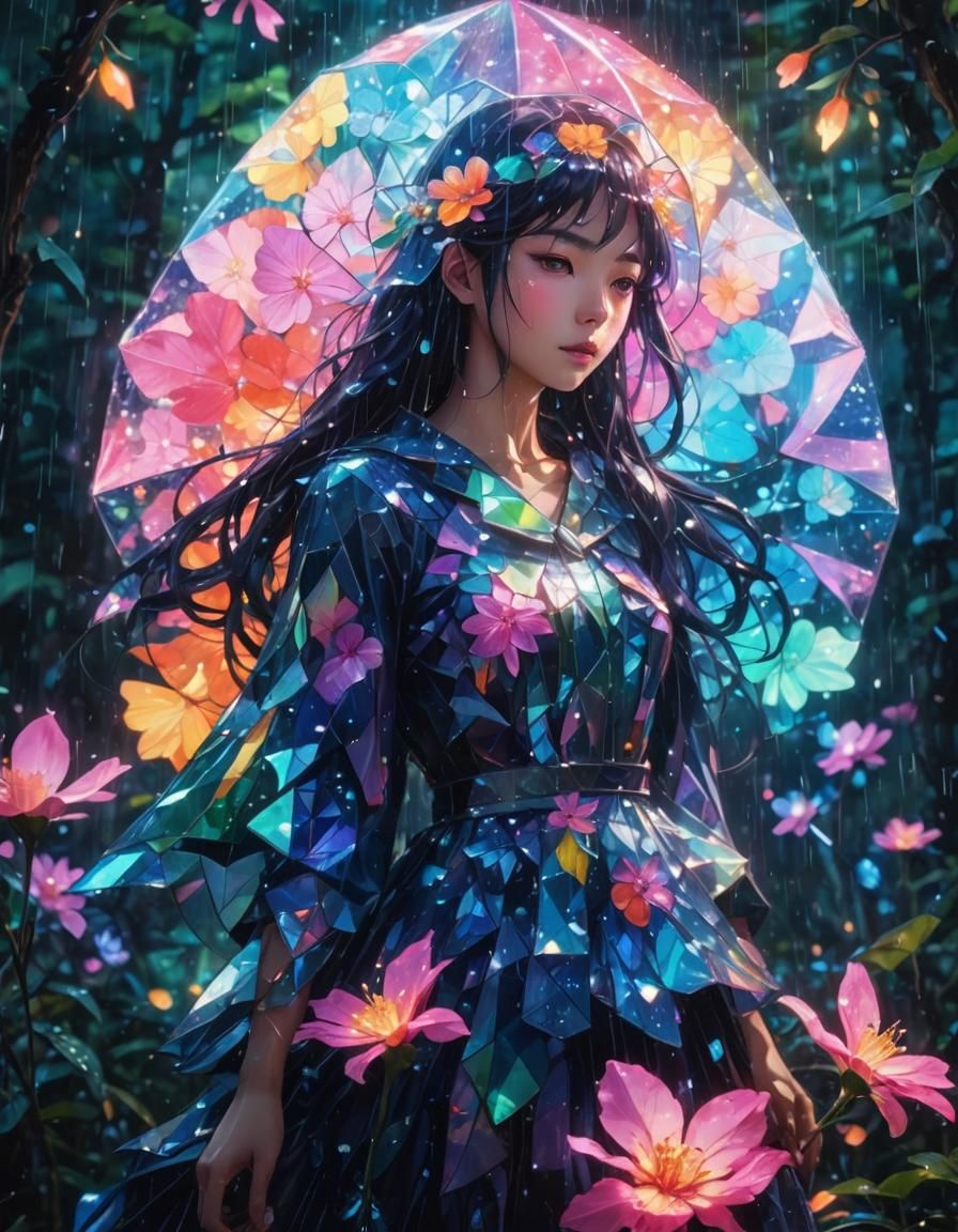 Hyper Detailed Magical Flower in Iridescent Bioluminescence...