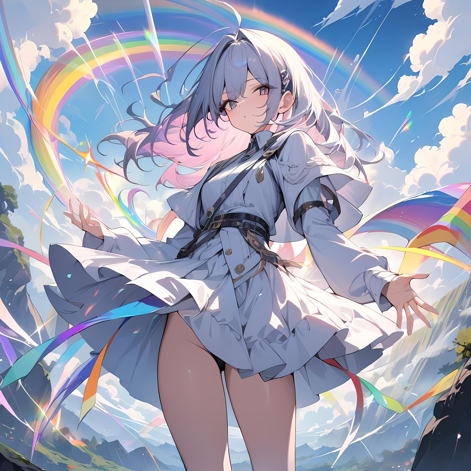 Rainbow Magic Girl in Ultra-Detailed Digital Art