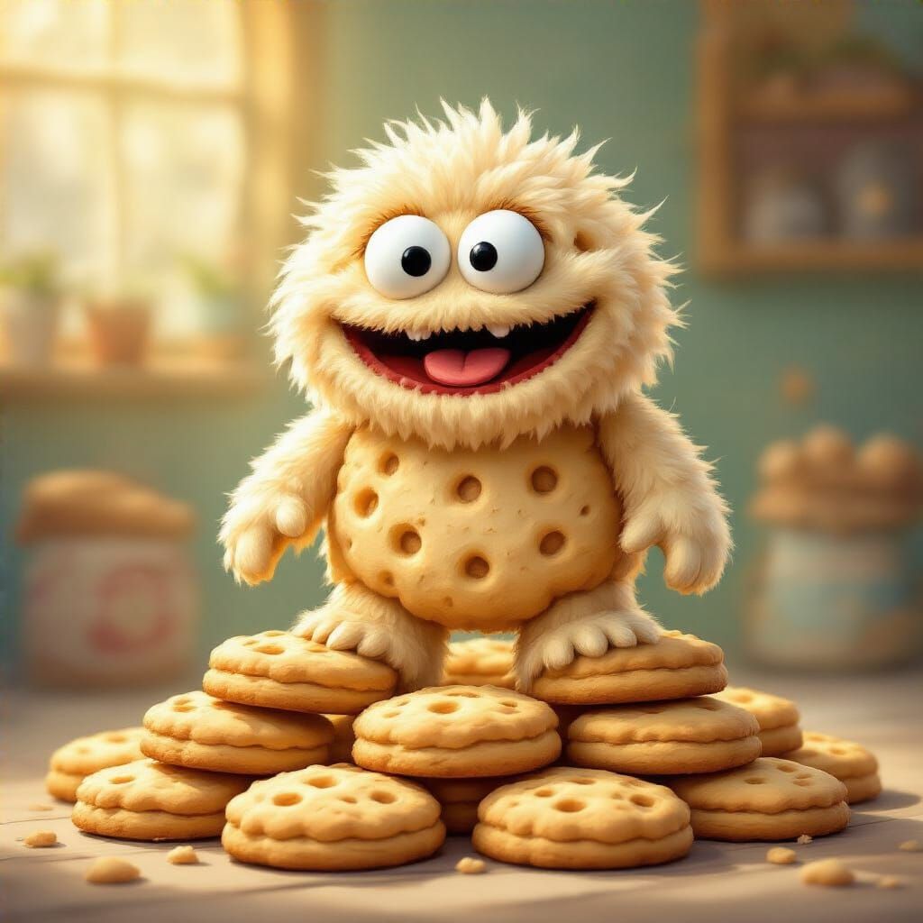 Cute Biscuit Monster Puppet Character Design