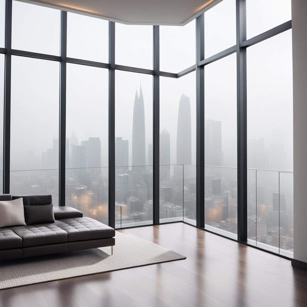 Luxurious Penthouse with City View on Foggy Day