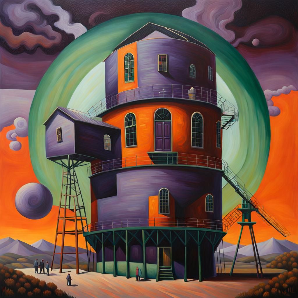 Surreal Oil Painting of The Metaphysics Mill