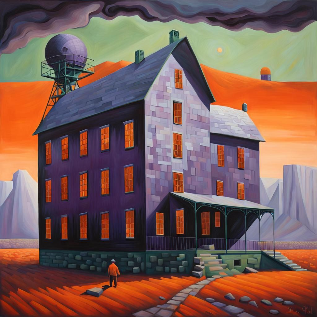 Surreal Oil Painting of The Metaphysics Mill