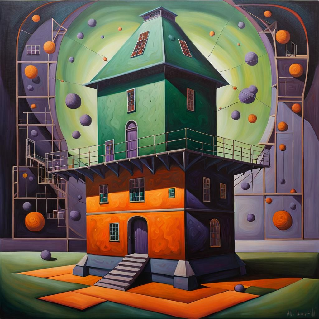 Surreal Oil Painting of The Metaphysics Mill