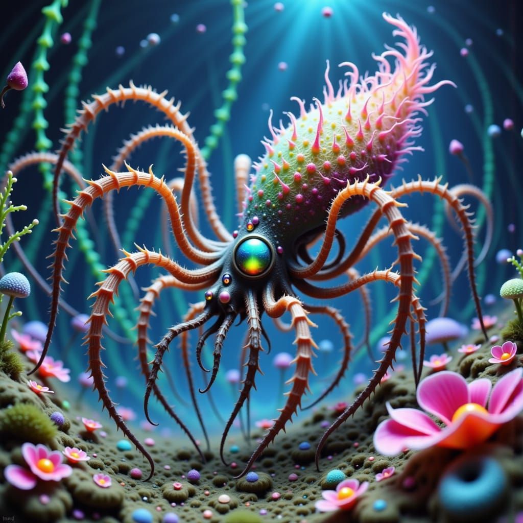 Mystical Oceanic Creature in Whimsical, Biomechanical Style