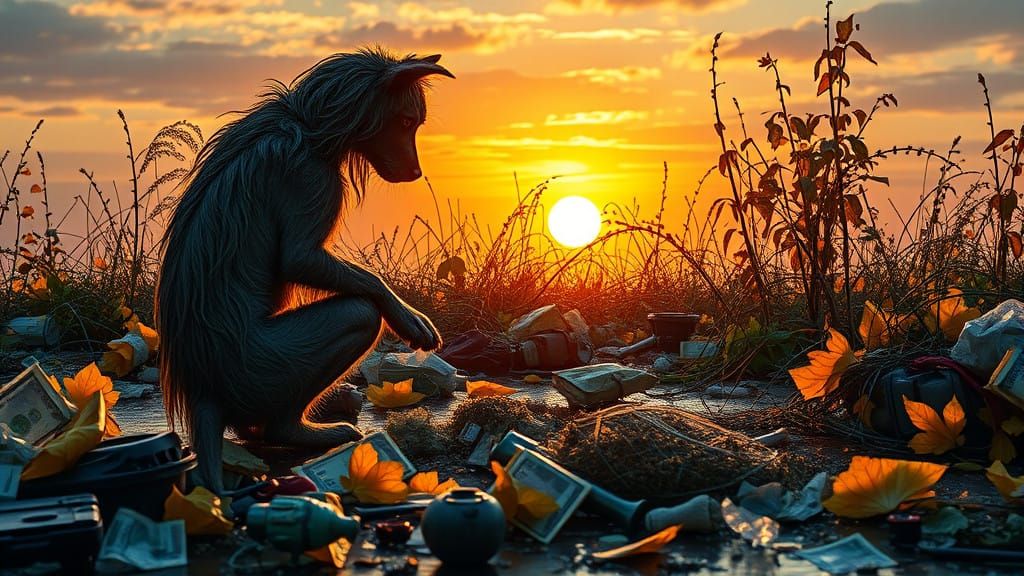 3D Digital Art: Renewal Through Cleaning in a Vibrant Sunset