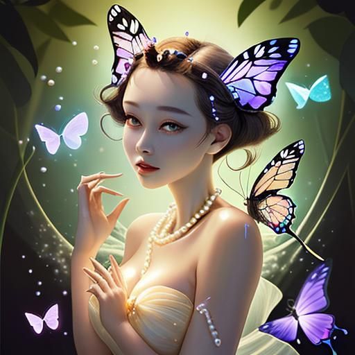 Butterfly glowing pearls