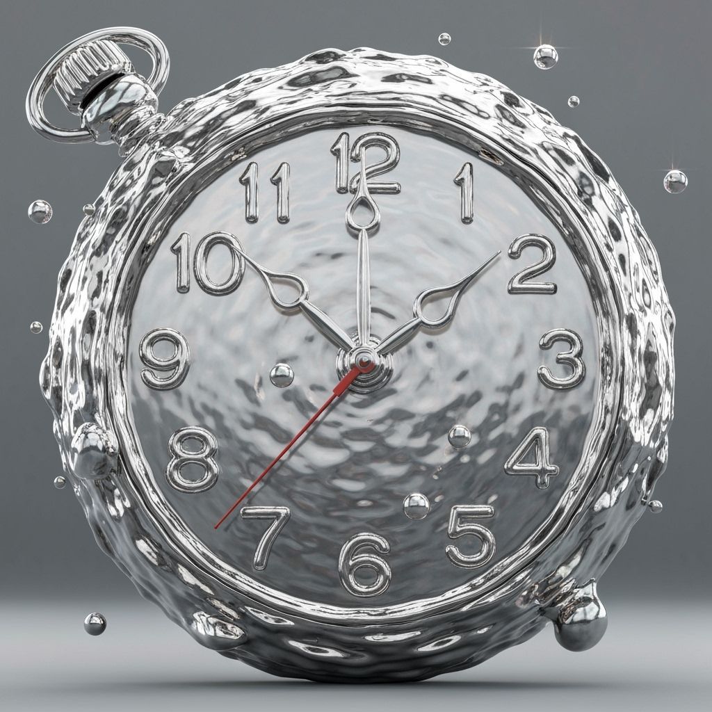 Liquid Mercury Pocket Watch in Surreal Setting