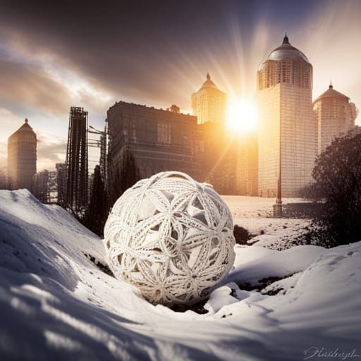Intricate White Brussels Lace Sphere, Detailed Photography