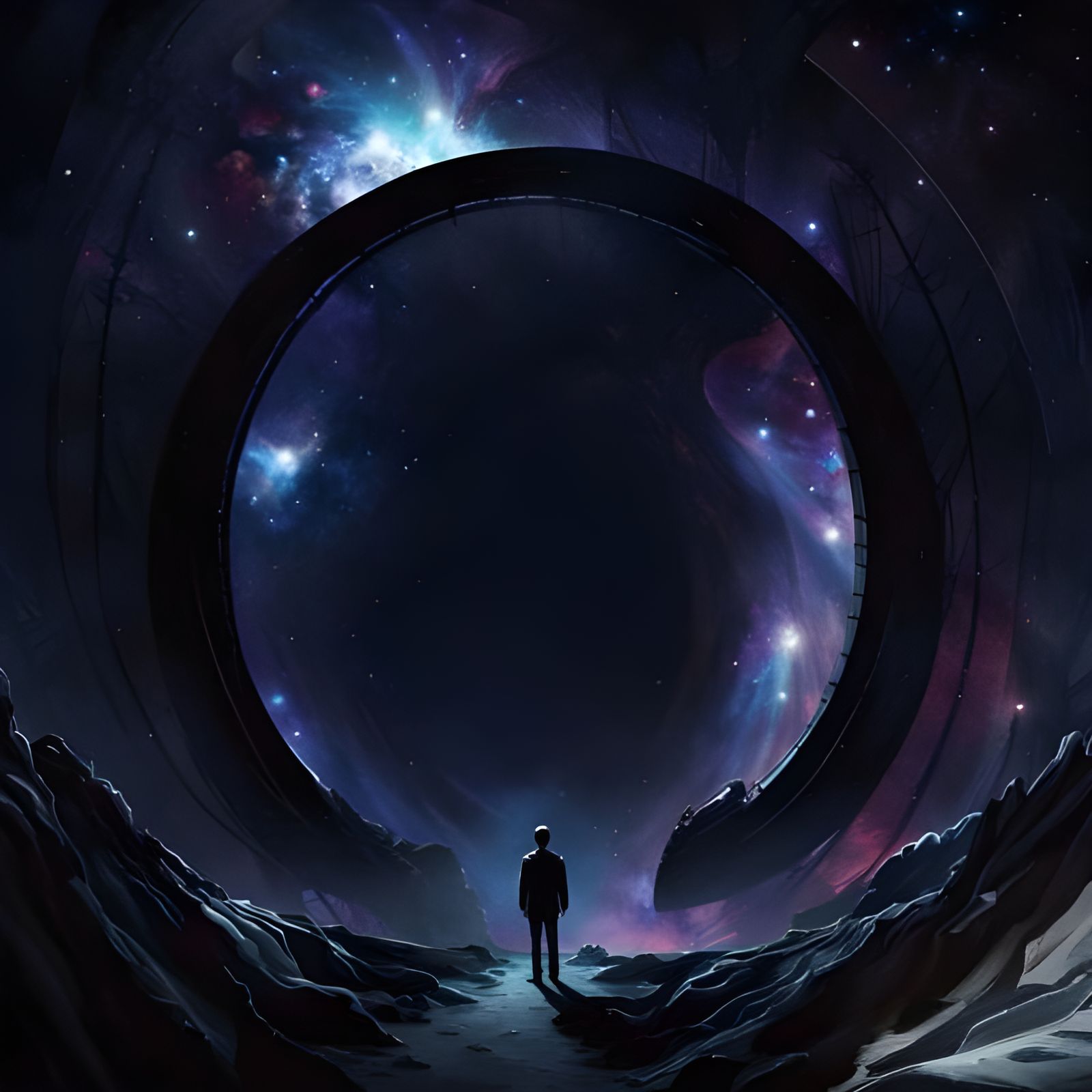 Monochrome Black Rock Formation