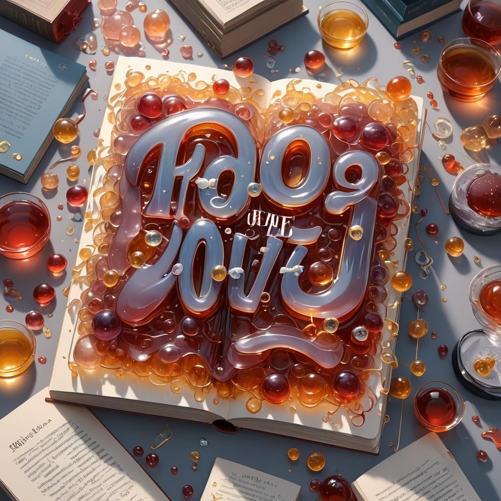 Book with Popping Jelly Lettering in 3D Anime Art