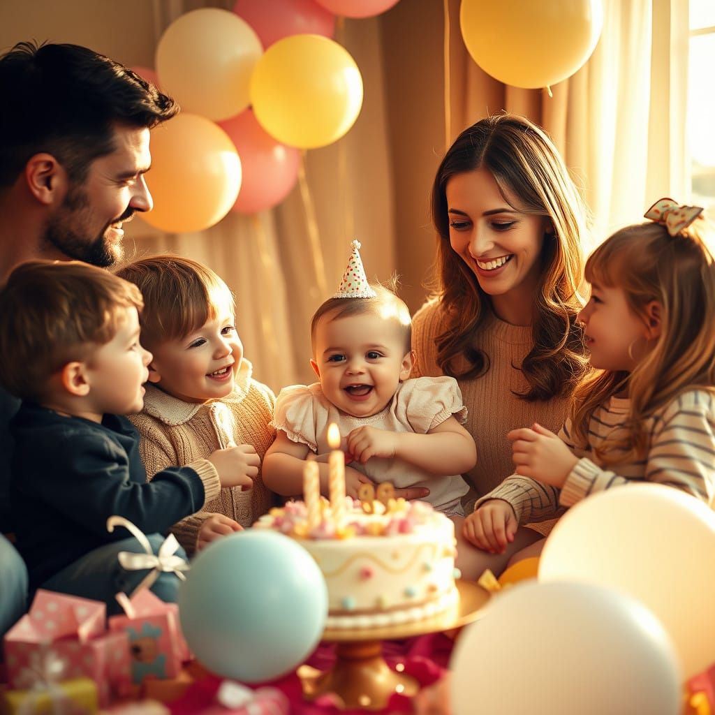 Joyful Family Moment in Warm Golden Light