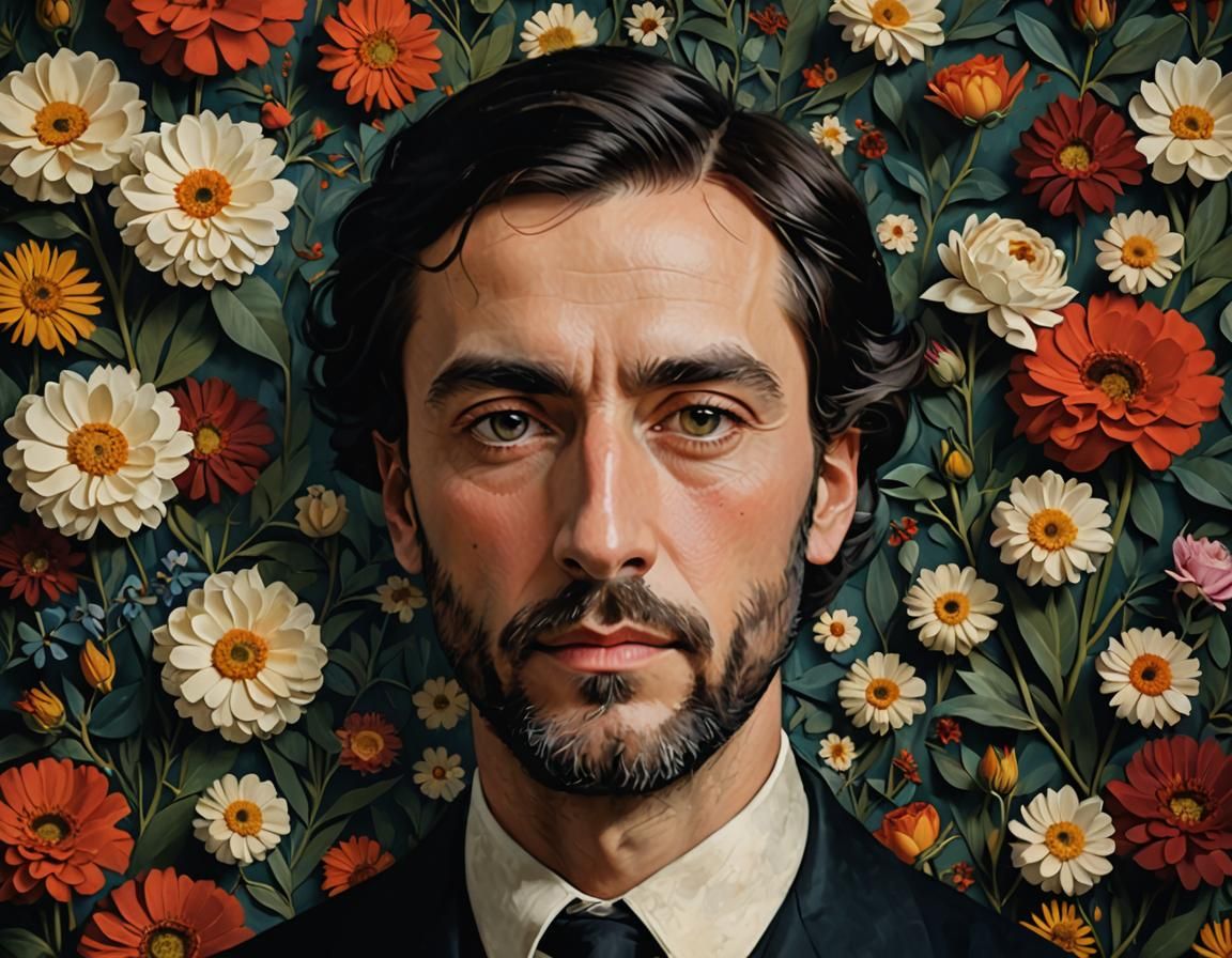 Elegant Portrait with Floral Background