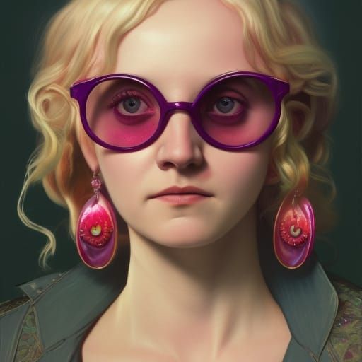 Luna Lovegood in 1970s Art Nouveau Portrait