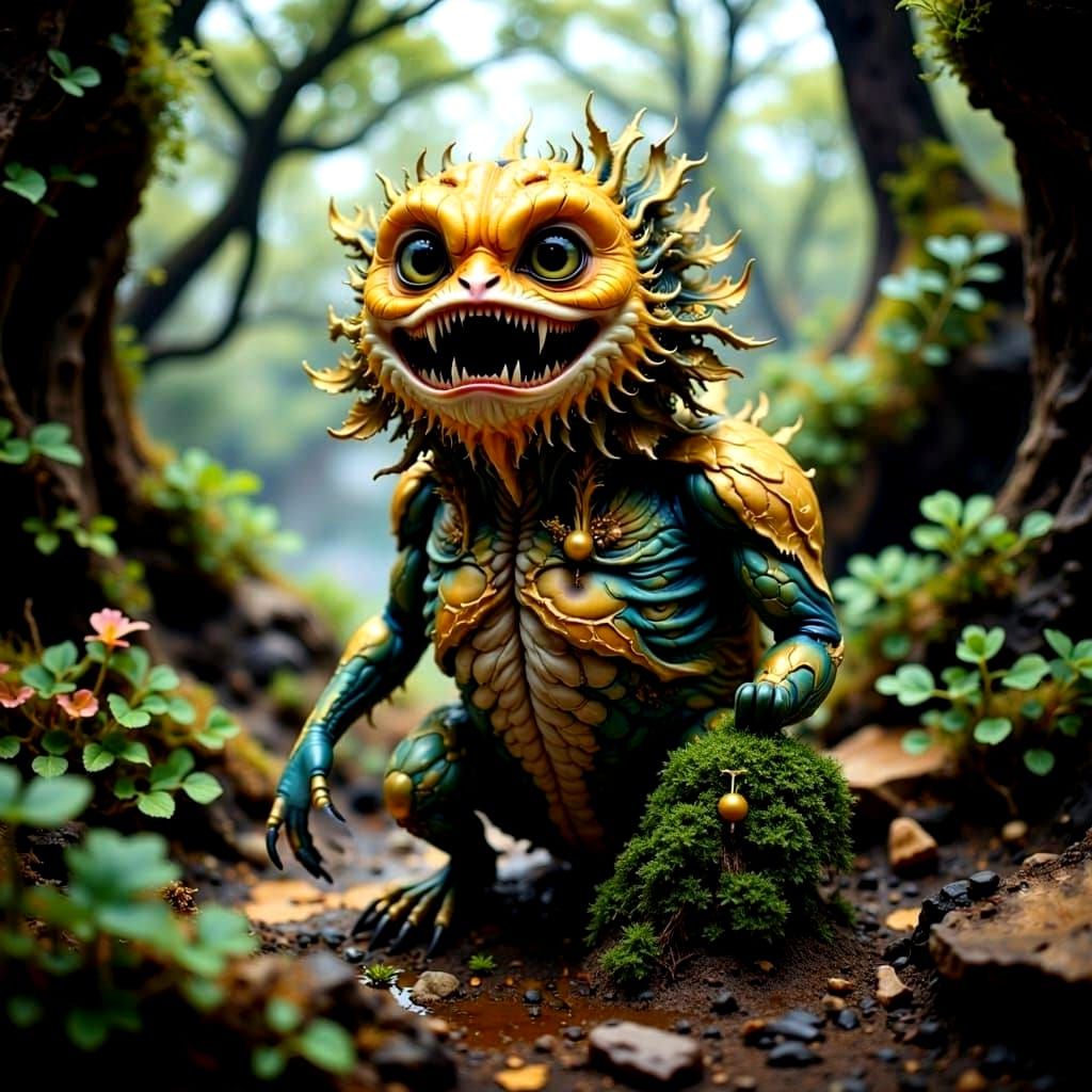 Cute Furry Biomorphic Creature in Nature