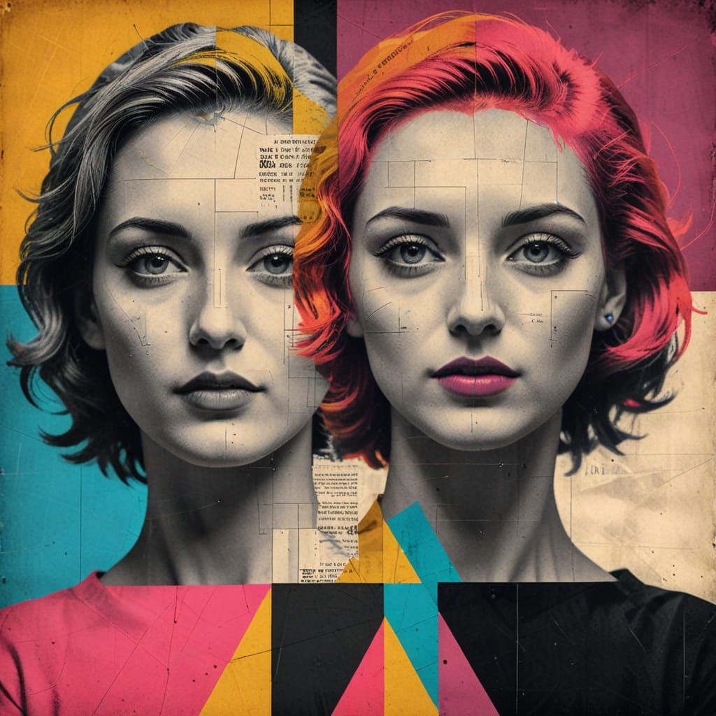 Distressed Pop Art Portrait of Individuality