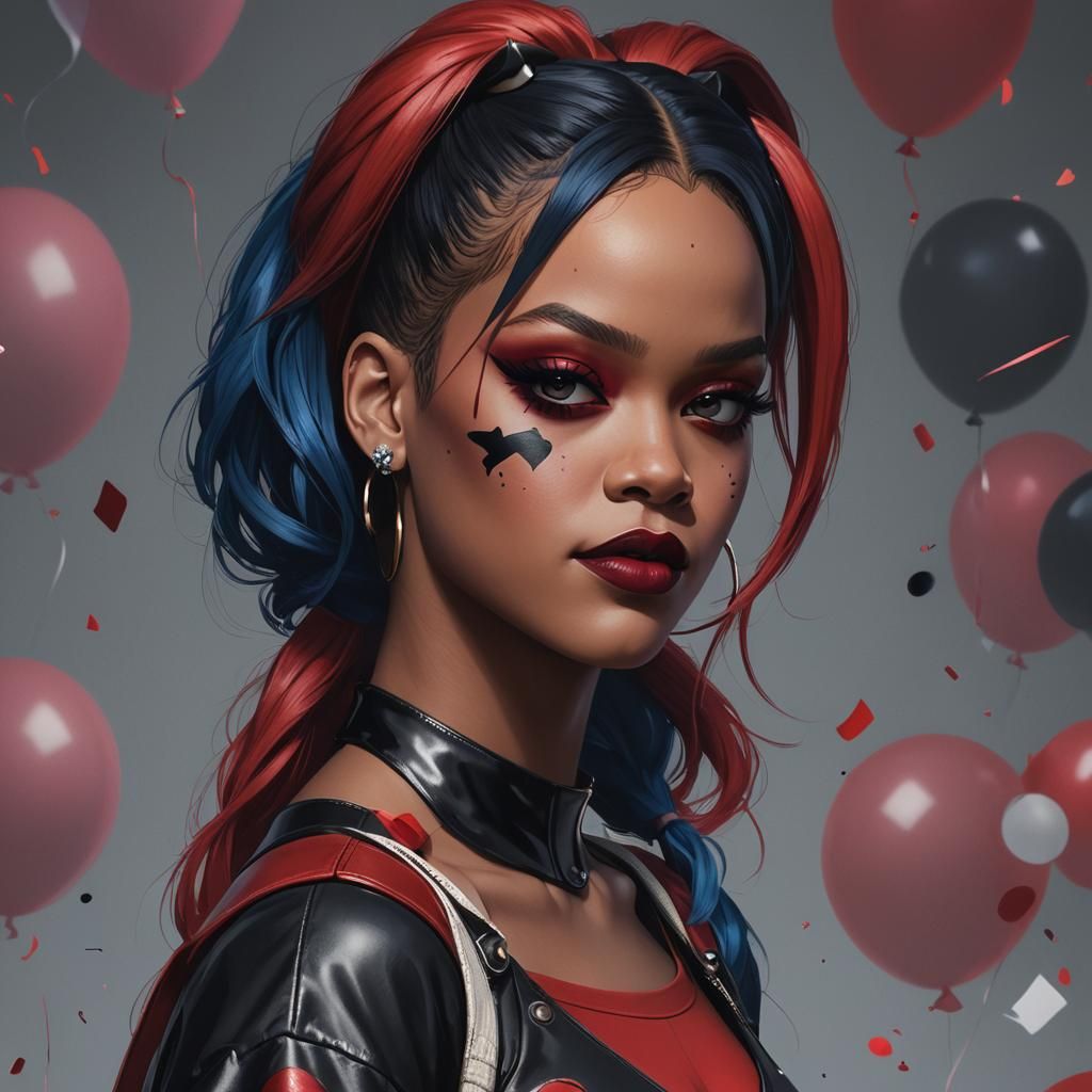 Rihanna as Harley Quinn in 3D Anime Art