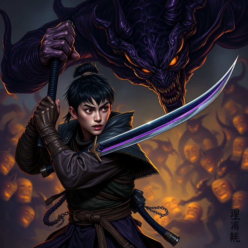 Chinese Warrior Shields Friend From Darkness in Gothic Battl...