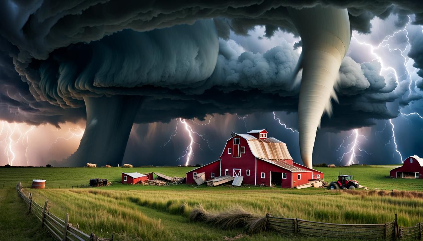 Twister on a farm house