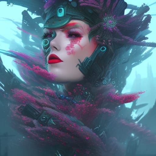 Fantastical Ninja with Lipstick, Flowers and Frost