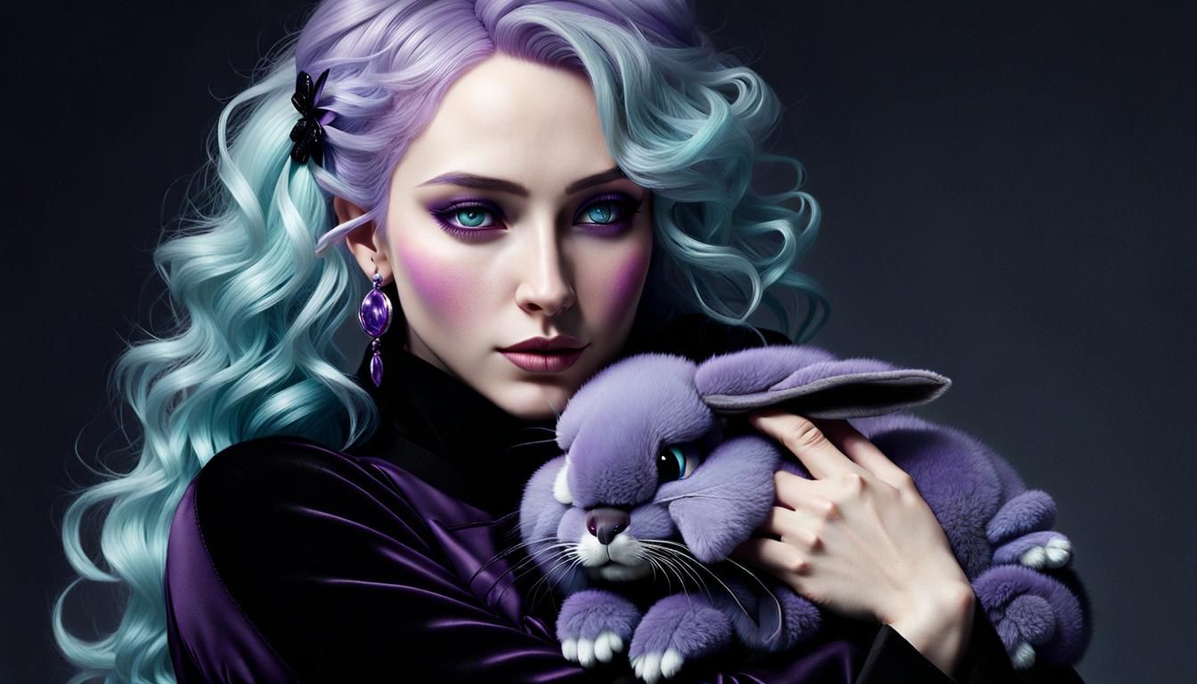 Boogeyman's Child with Bunny in Dark Fantasy Style